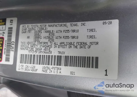 2021 Toyota Tundra Sr5 from USA, damaged, VIN 5TFDY5F10MX966658
